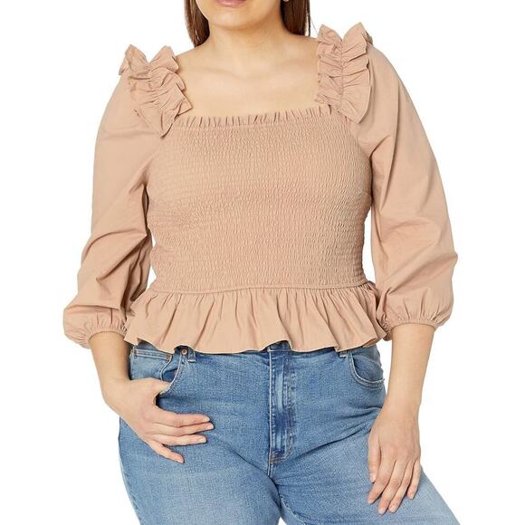 The Drop Women's Marisol Long-Sleeve Ruffle Smocked Top XXL - Picture 1 of 3